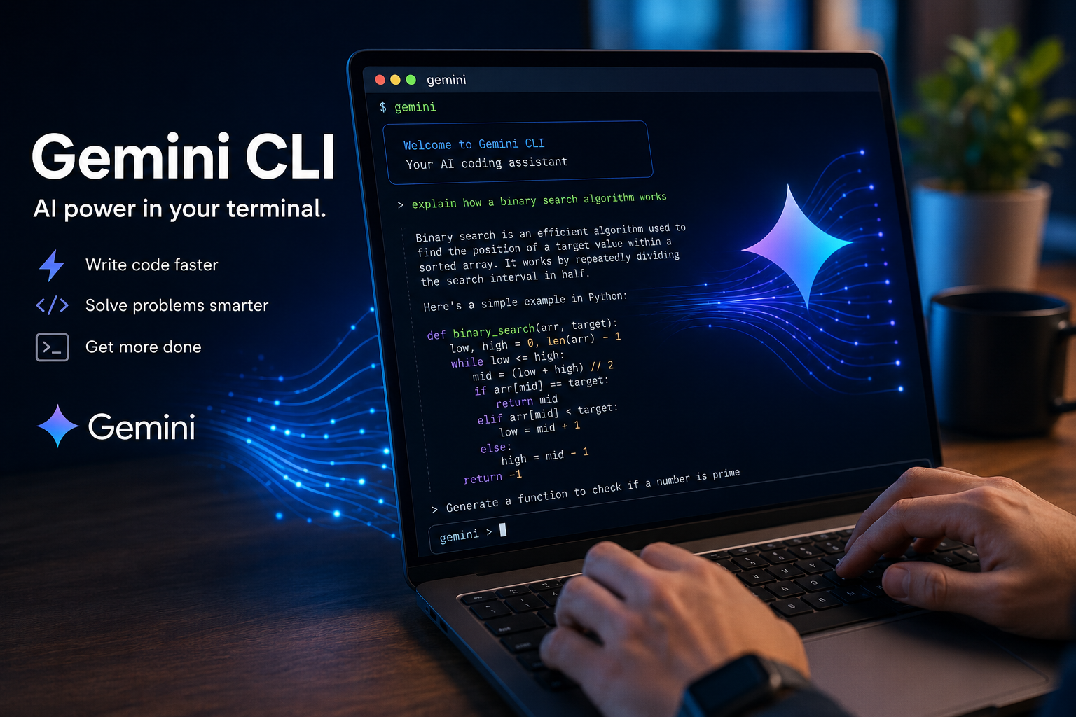 Terminal window showing Gemini CLI AI coding agent editing project files