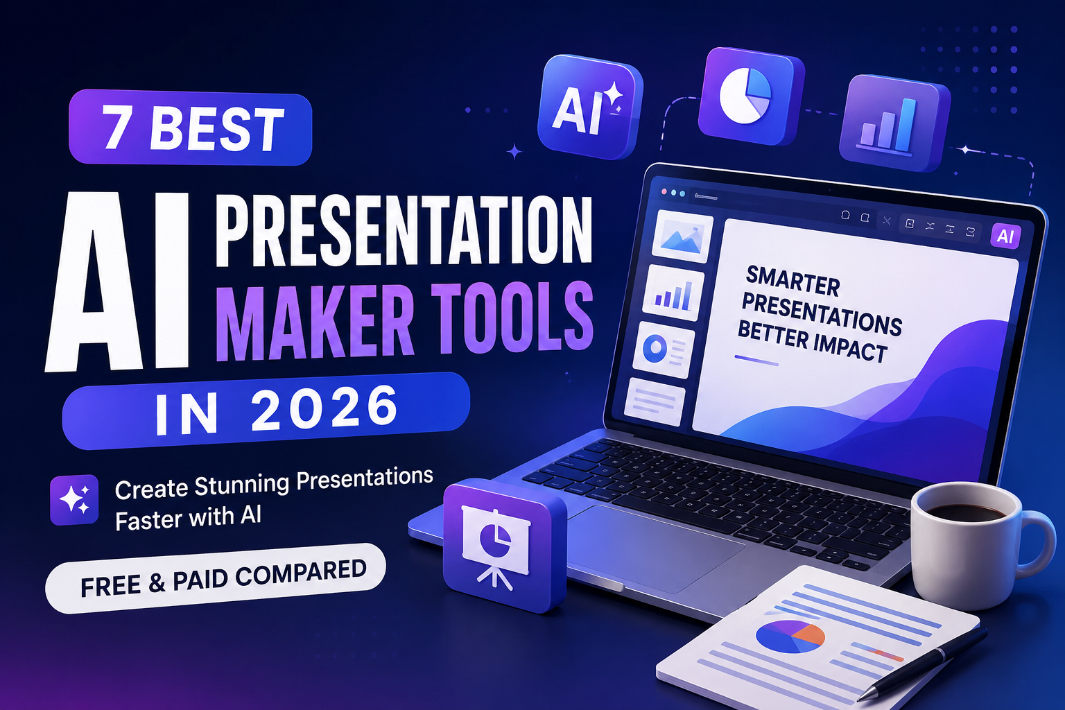 Comparison of top AI presentation maker tools generating a slide deck in 2026